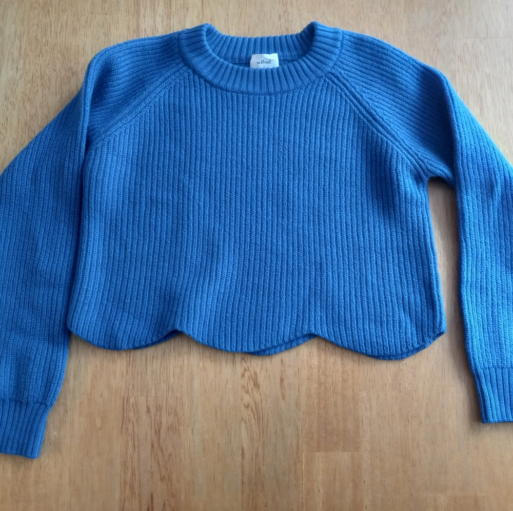 Aritzia Wilfred Sardou Merino Wool Blue Sweater Small